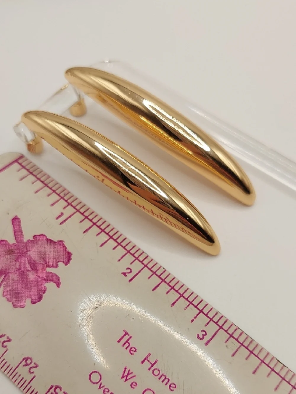 1990's Goldtone Curved Hoop Pierced Earrings - Women Jewelry - Picture 8 of 10
